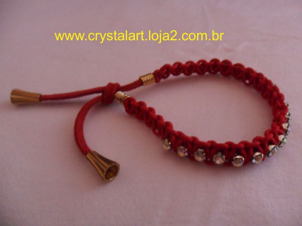 017- Pulseira Macramê com Strass