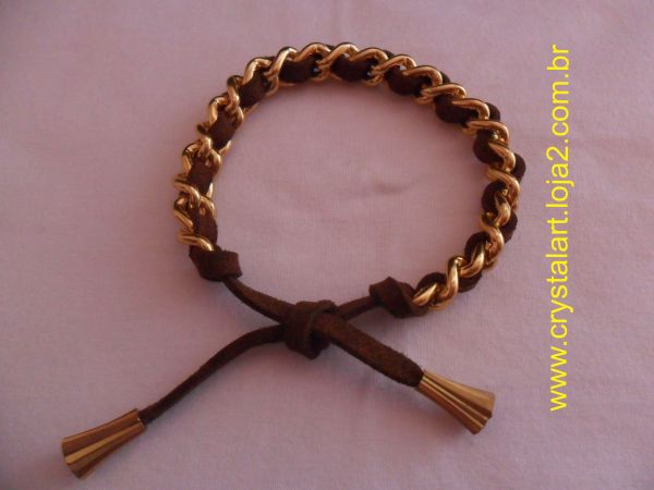 015- Pulseira Corrente com Courinho