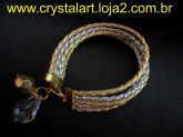 003- Pulseira de Couro sintético trançado