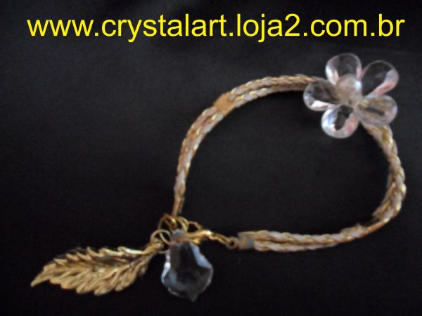 007- Pulseira de Couro Sintético Trançado
