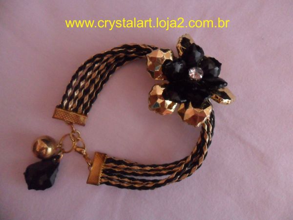 004- Pulseira de Couro Sintético Trançado