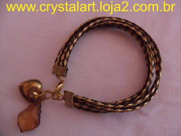 005- Pulseira de Couro Sintético Trançado